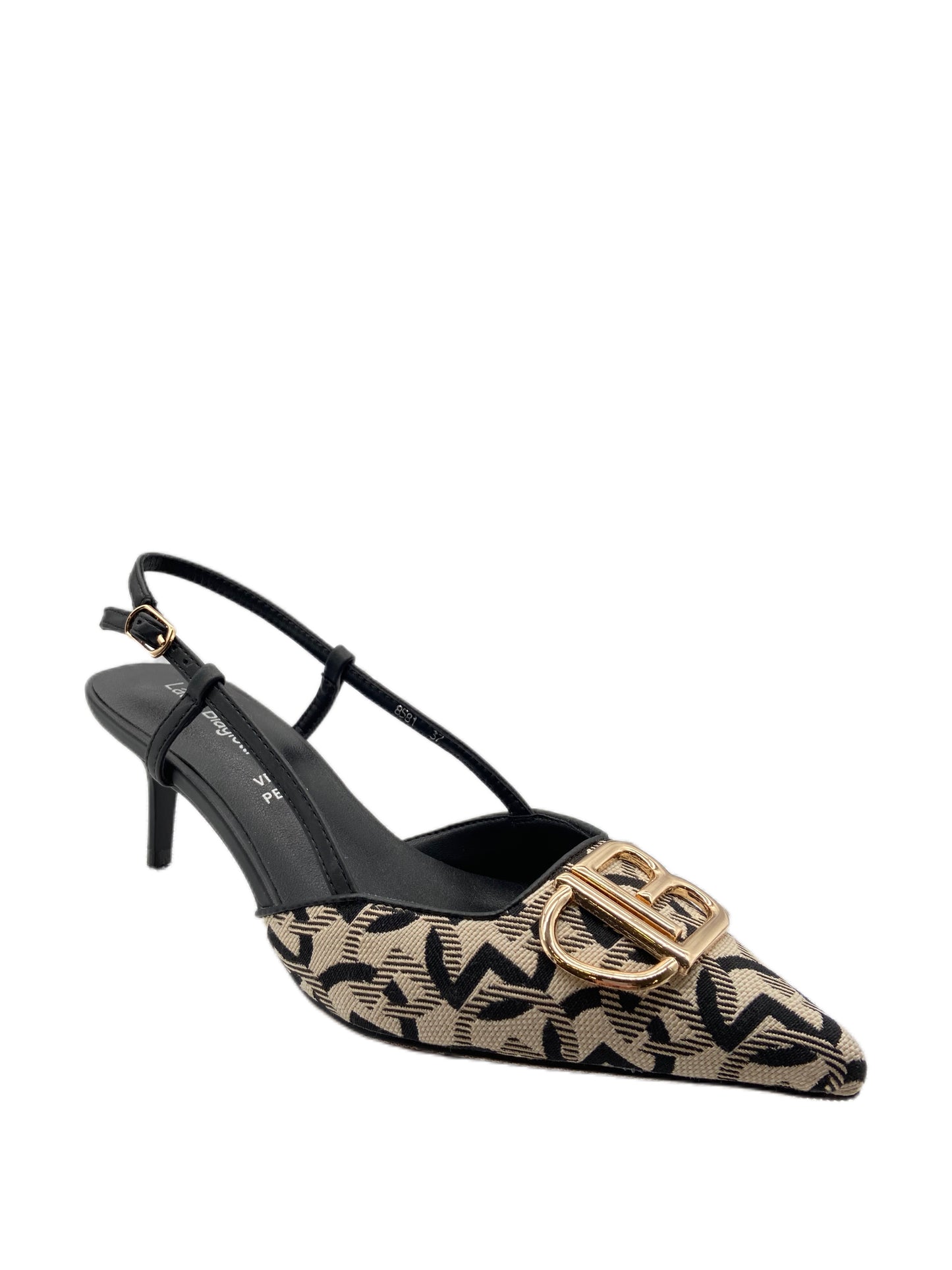 Décolleté slingback bicolor LB nero
