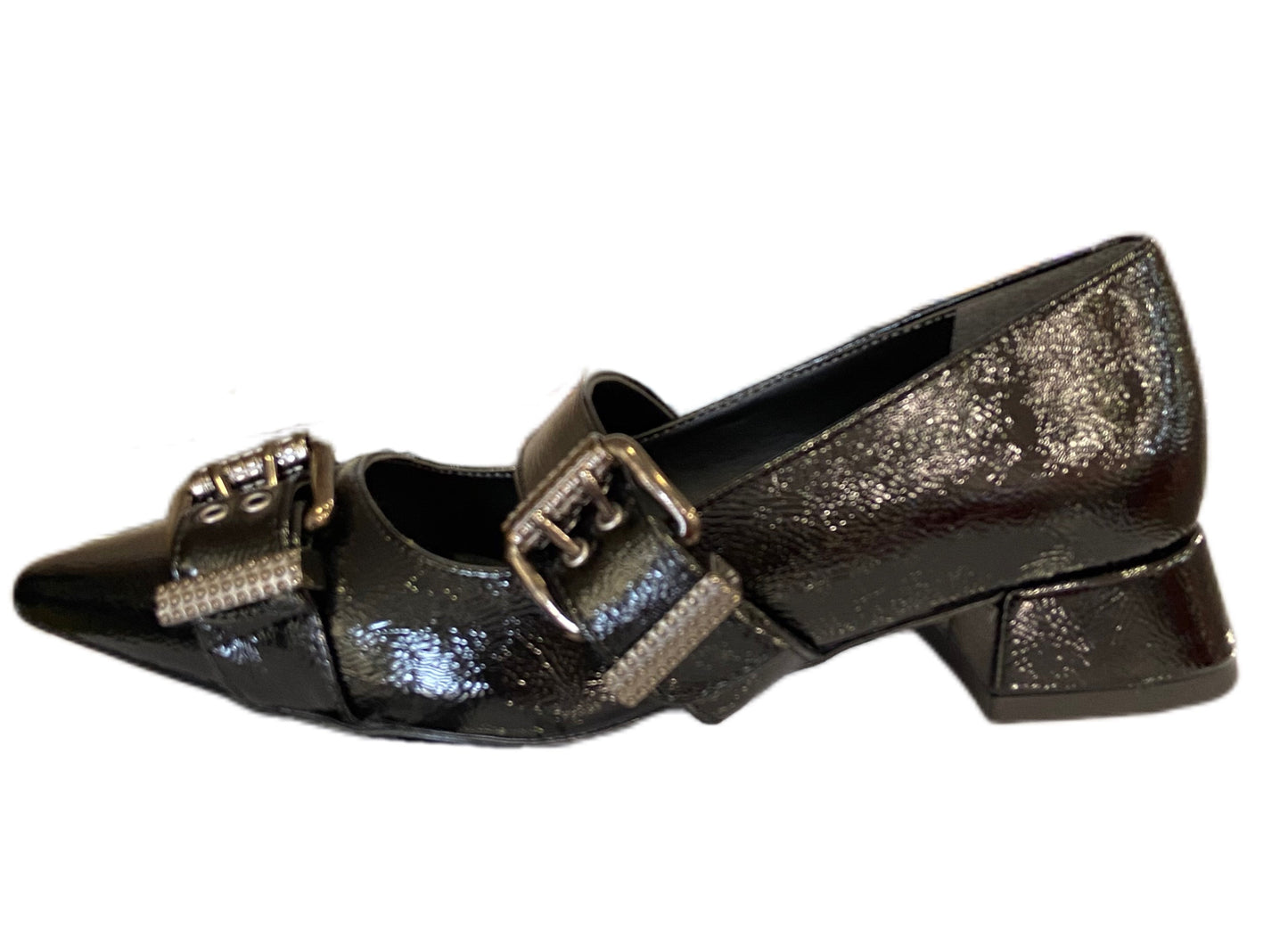 Ballerine pelle nero doppia fibbia