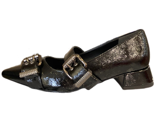 Ballerine pelle nero doppia fibbia
