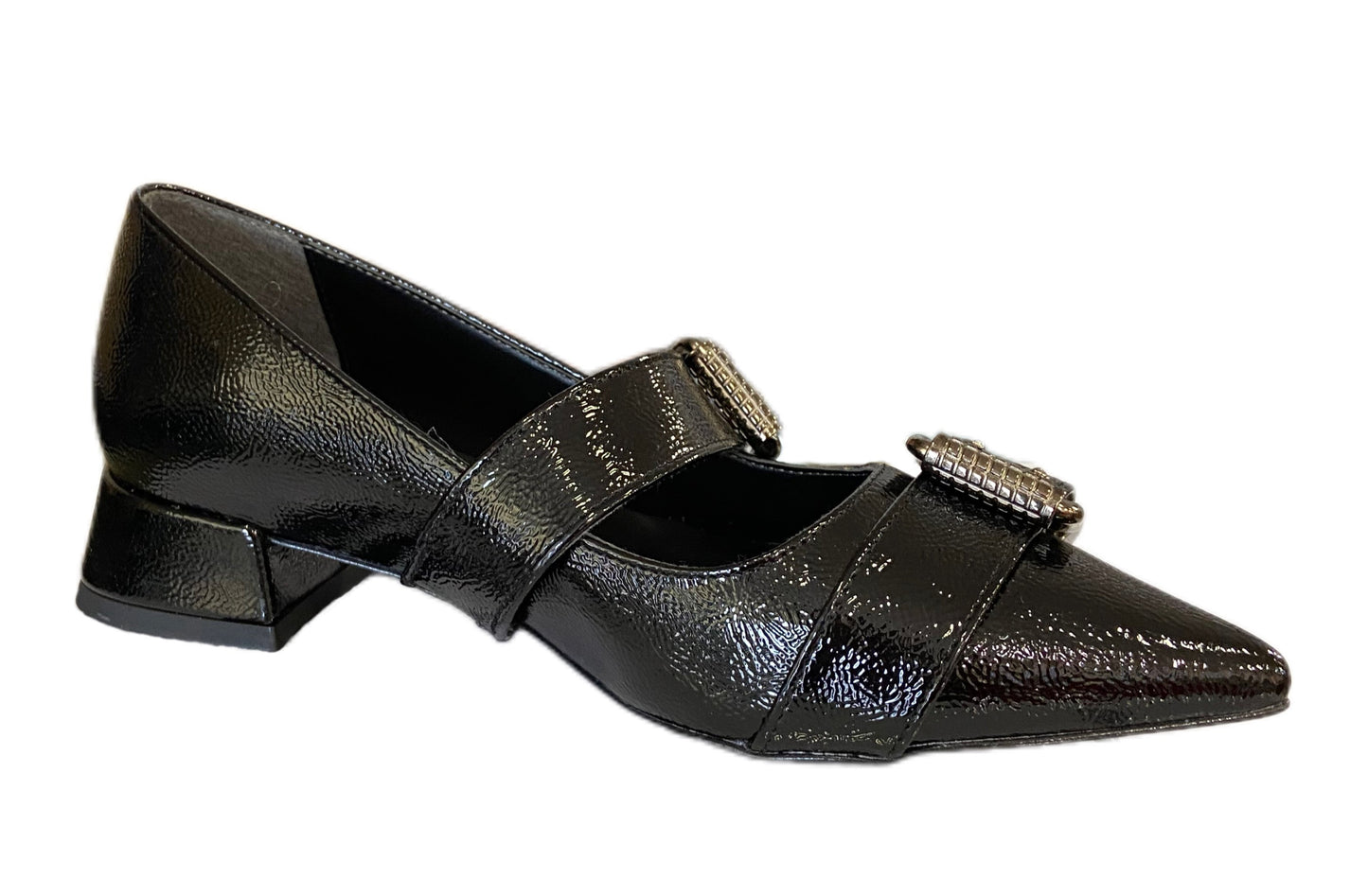Ballerine pelle nero doppia fibbia