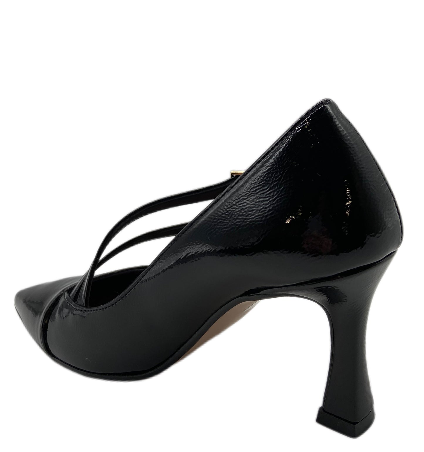 Décolleté pelle vernice nero intreccio