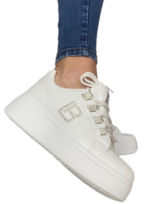 Sneakers da donna strass bianca 8932